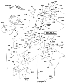 Handles And Controls Group Diagram and Parts List for 1696262-00 (18-2851-33-1371 Pro)(2012) Briggs and Stratton Snow Blower